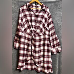 Lane Bryant Red and Black Plaid Top